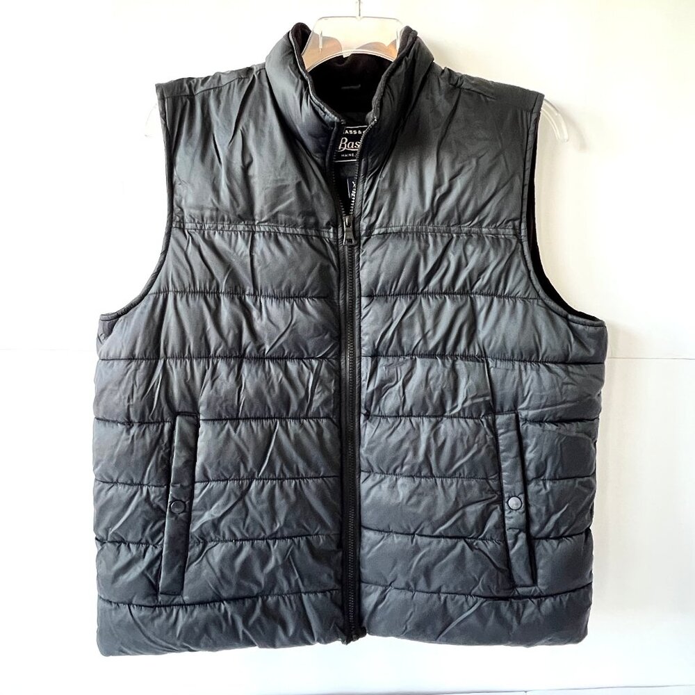 G.H. Bass & Co. Puffer Vest, Black, Full Zip, Fleece Lined, XL, EC!